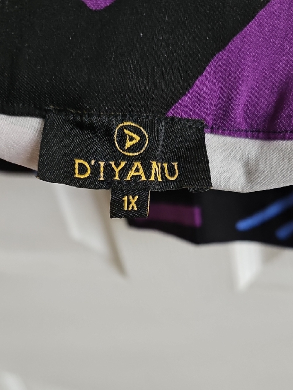 D'lyanu Black Double-Breasted Blazer with Purple & Blue Geometric Print - Picture 5 of 5
